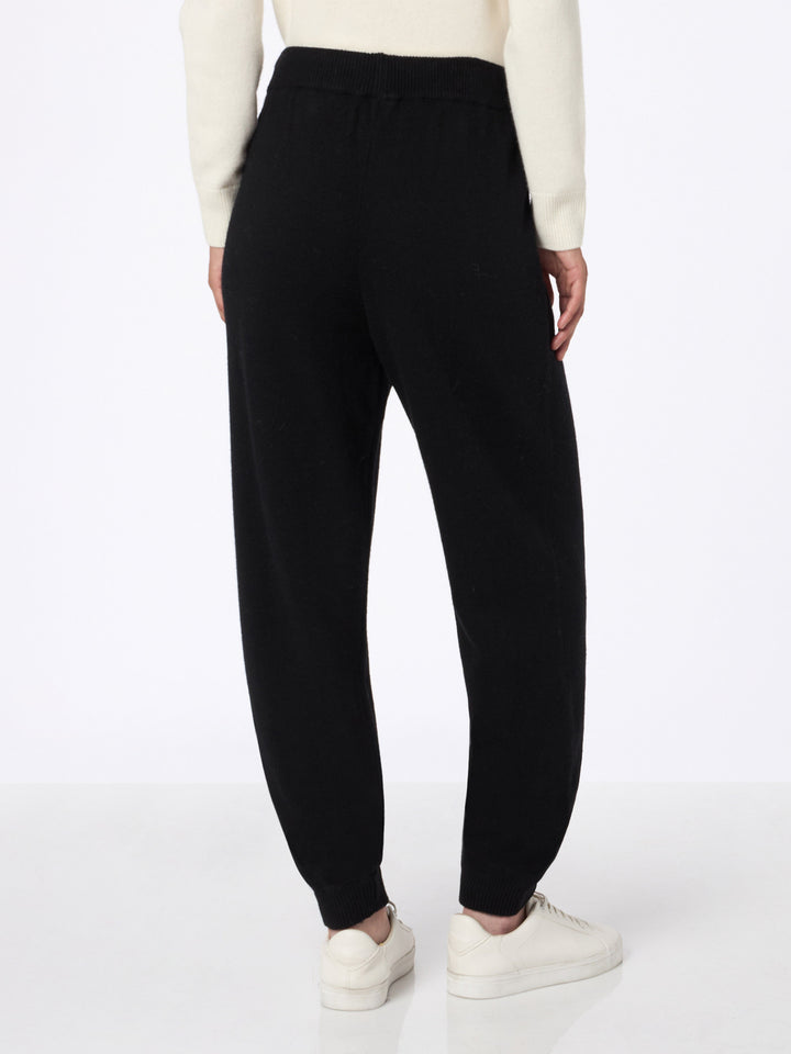 Pantaloni jogger neri da donna in maglia