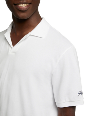 Polo Charles in piquet di cotone bianco senza bottoni