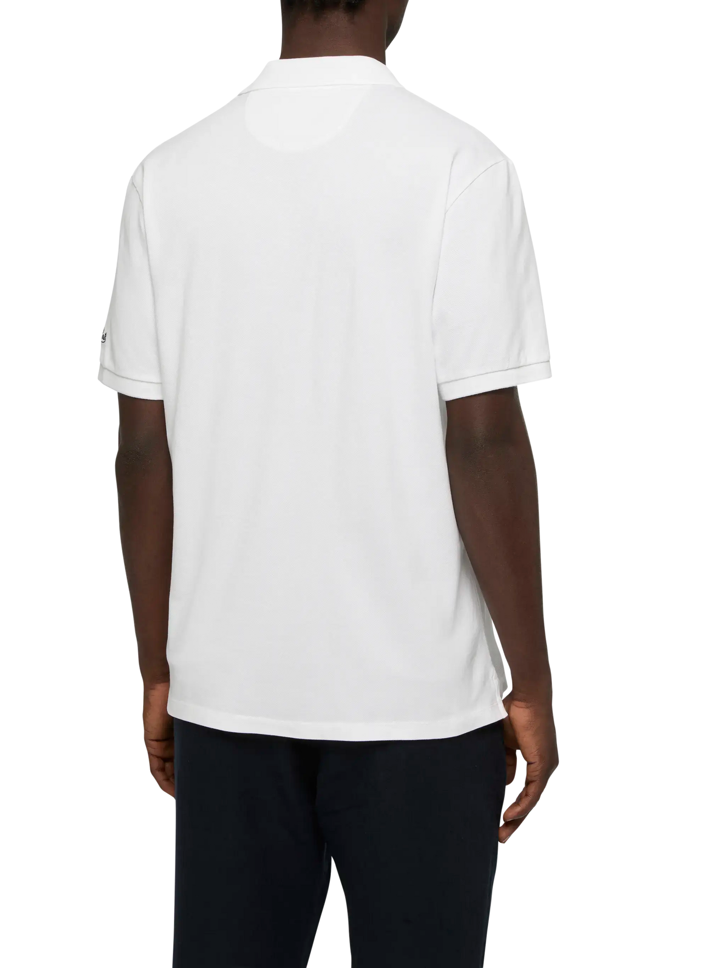 Polo Charles in piquet di cotone bianco senza bottoni