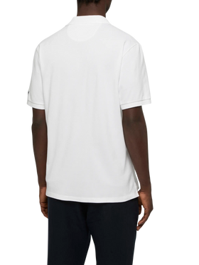Polo Charles in piquet di cotone bianco senza bottoni