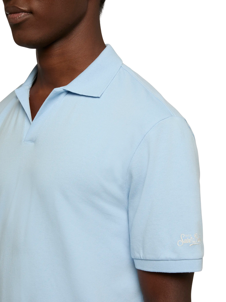 Hellblaues Baumwoll-Piqué-Poloshirt Charles