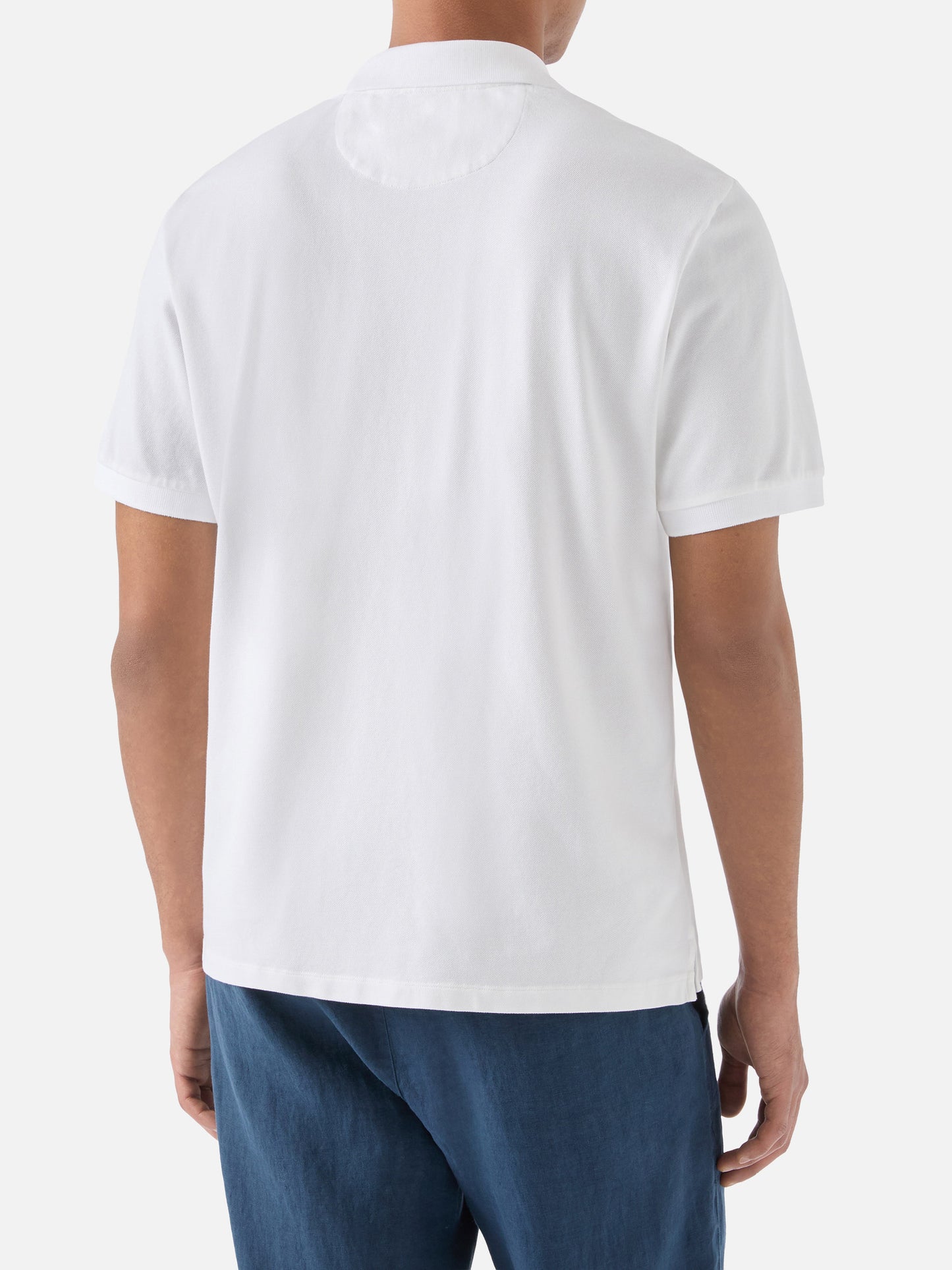 Charles polo in white cotton piquet