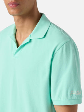 Charles polo in mint green cotton piquet