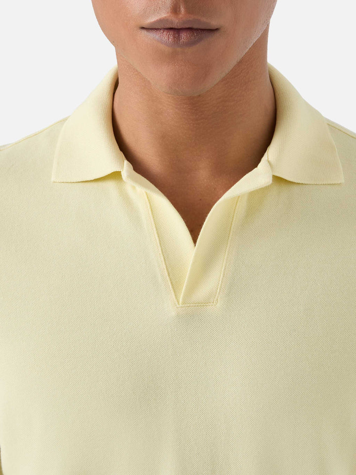 Polo Charles in piquet di cotone giallo burro