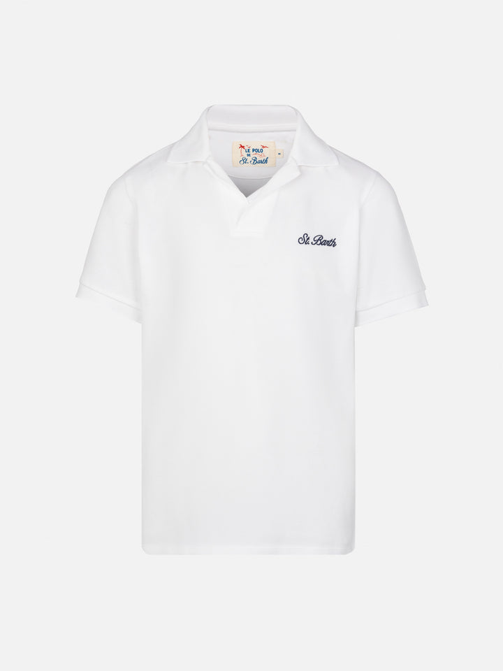 White cotton piquet buttonless polo shirt Charles Jr - MC2 Saint Barth