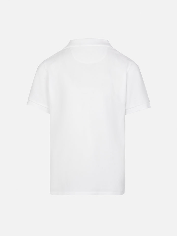 White cotton piquet buttonless polo shirt Charles Jr - MC2 Saint Barth