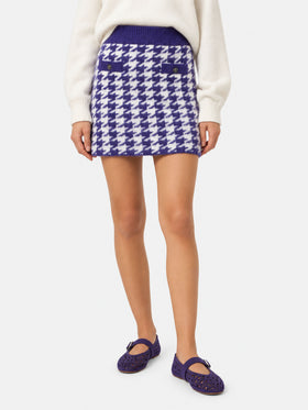 Purple Chatel knitted skirt with pied de poule pattern