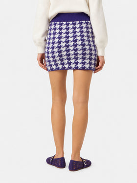Purple Chatel knitted skirt with pied de poule pattern