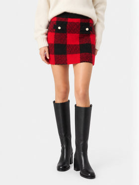 Roter Strickrock aus Chatel-Tartan 
