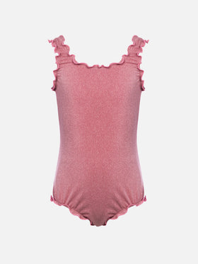 Clio lurex one-piece swimsuit with contrast frill