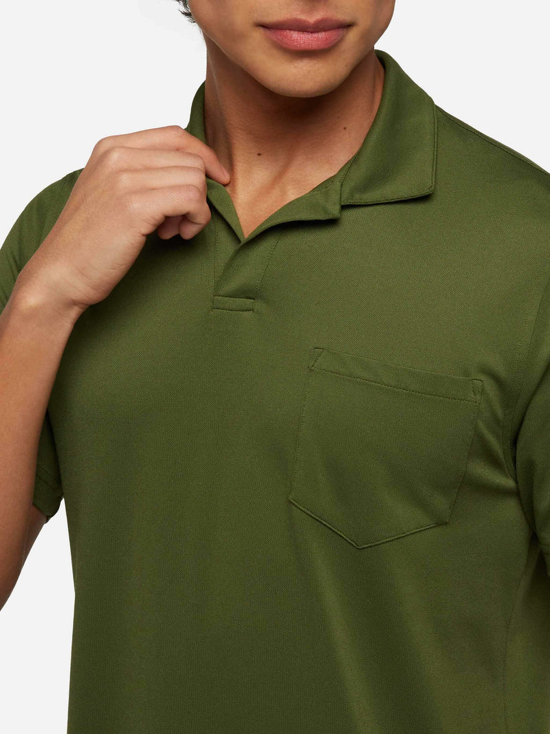 Militärgrünes technisches Piquet-Poloshirt Camber