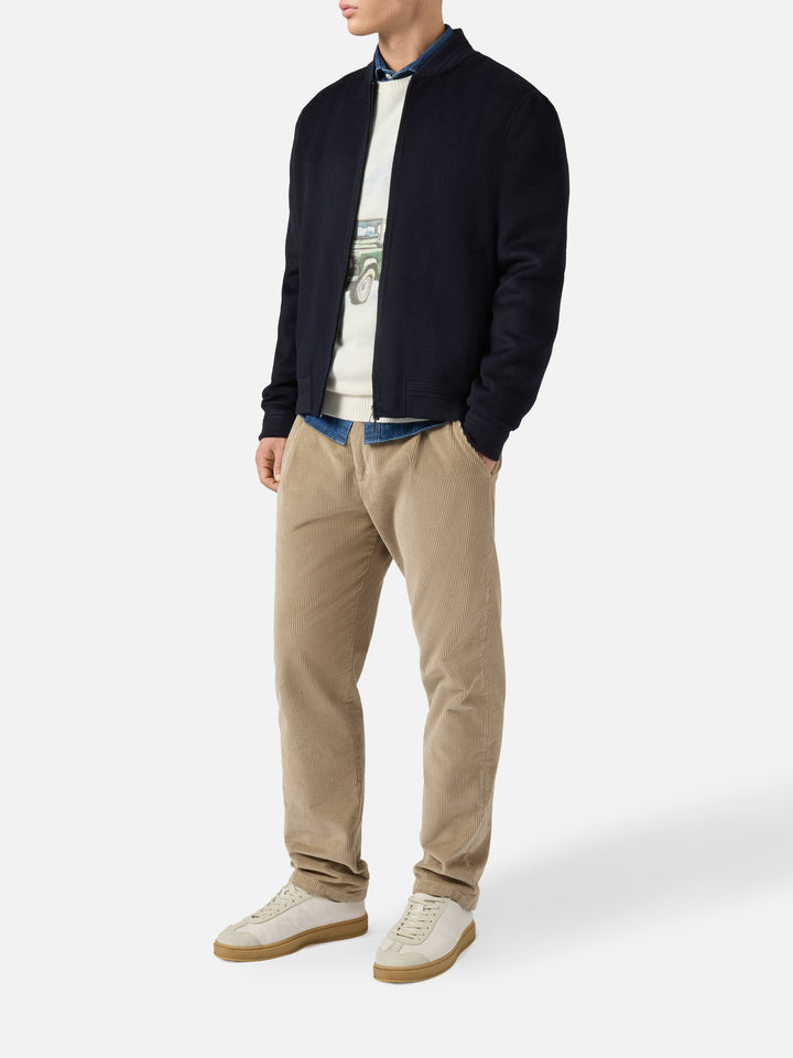 Ungefütterte Camden-Bomberjacke aus Wolle in Blau