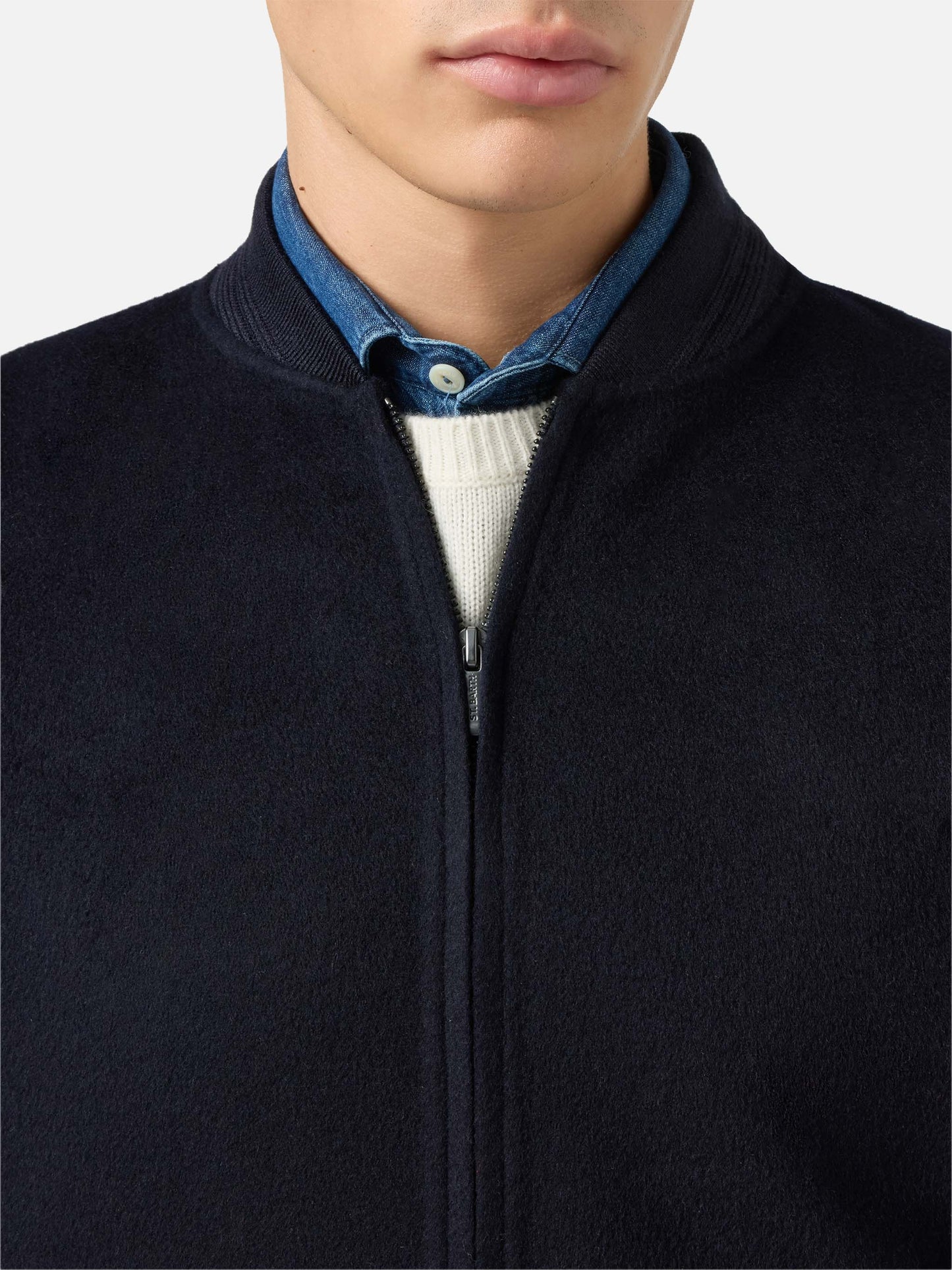 Unlined Camden wool bomber in blue