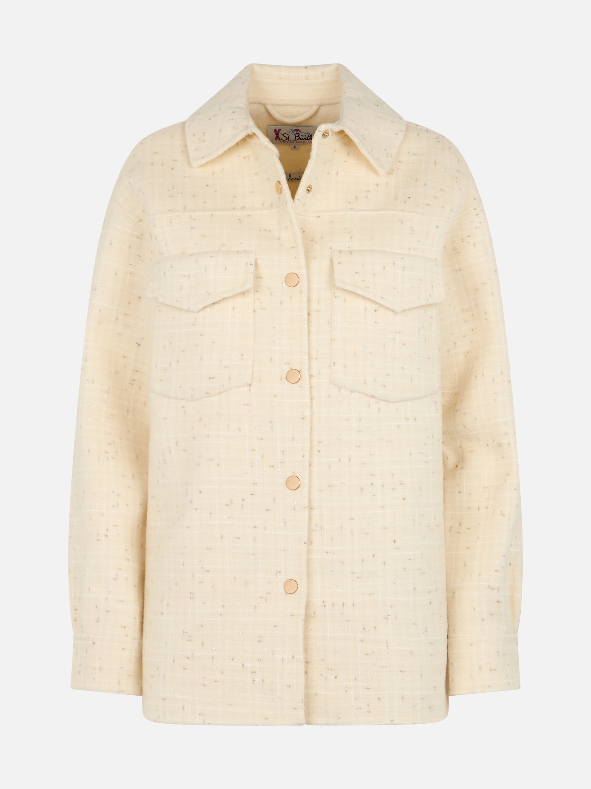 Woman wooly tweed white jacket Chantel with sequins - MC2 Saint Barth