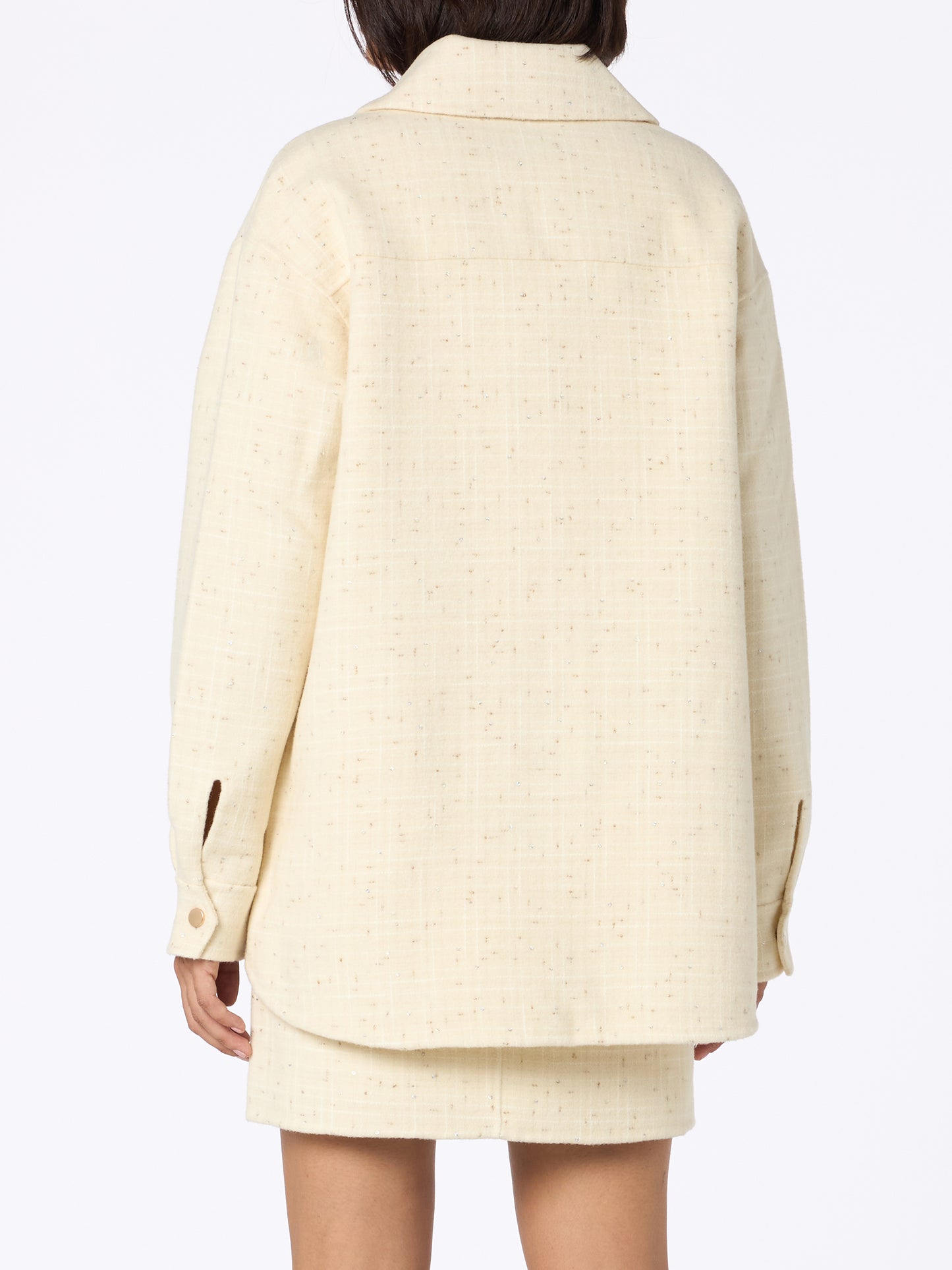 Woman wooly tweed white jacket Chantel with sequins - MC2 Saint Barth