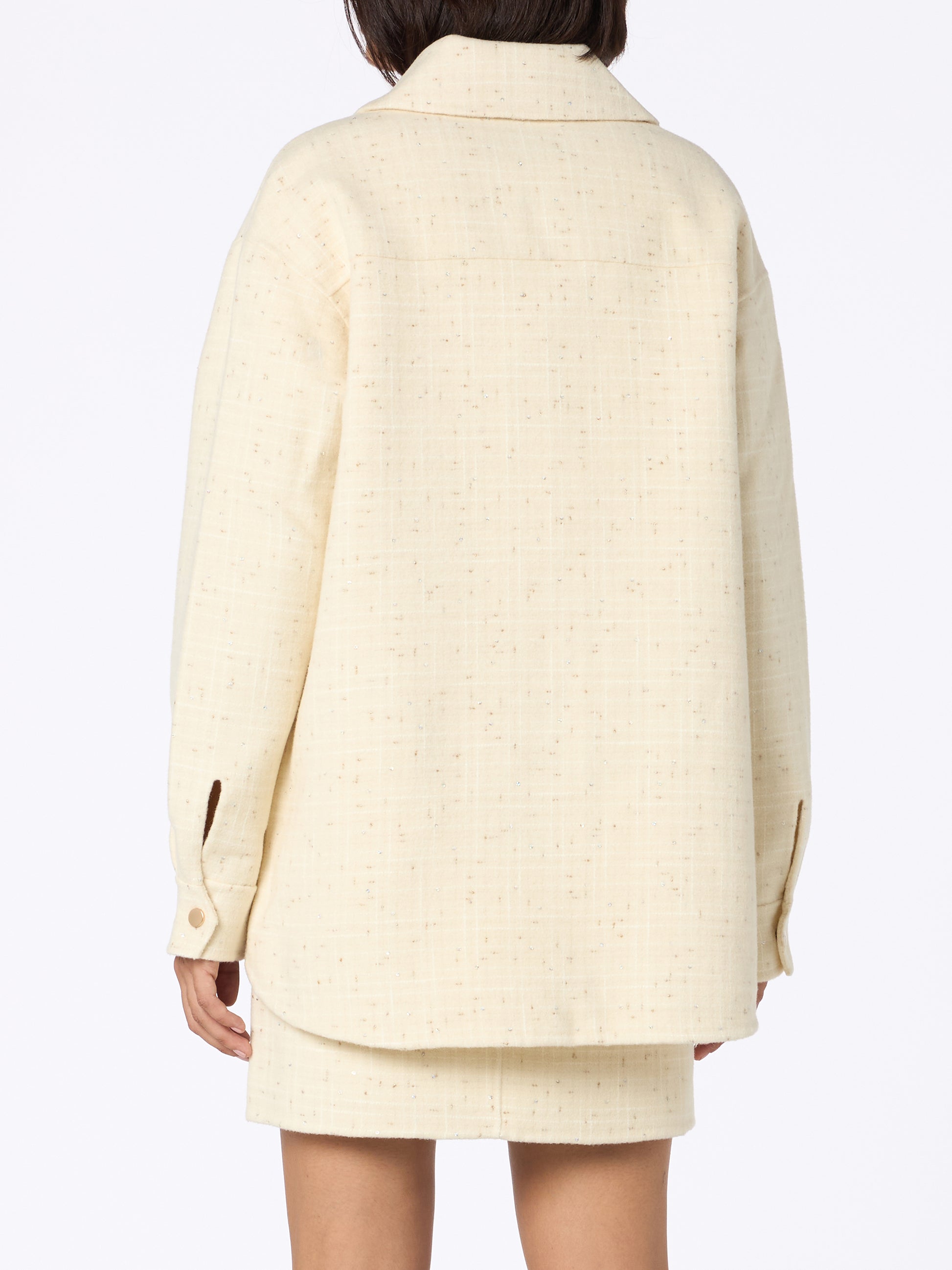 Woman wooly tweed white jacket Chantel with sequins - MC2 Saint Barth