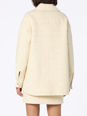 Woman wooly tweed white jacket Chantel with sequins - MC2 Saint Barth