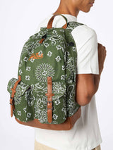 Canvas backpack Cody with green bandanna print