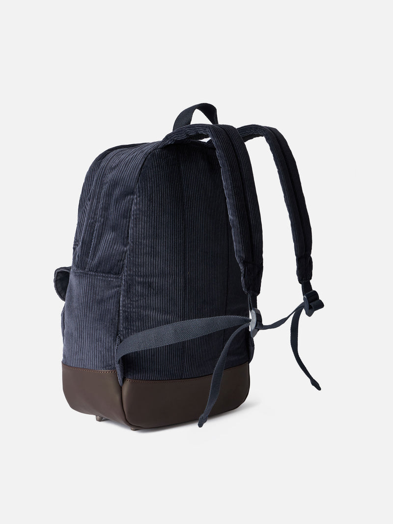 Zaino in velluto a coste blu navy Cody