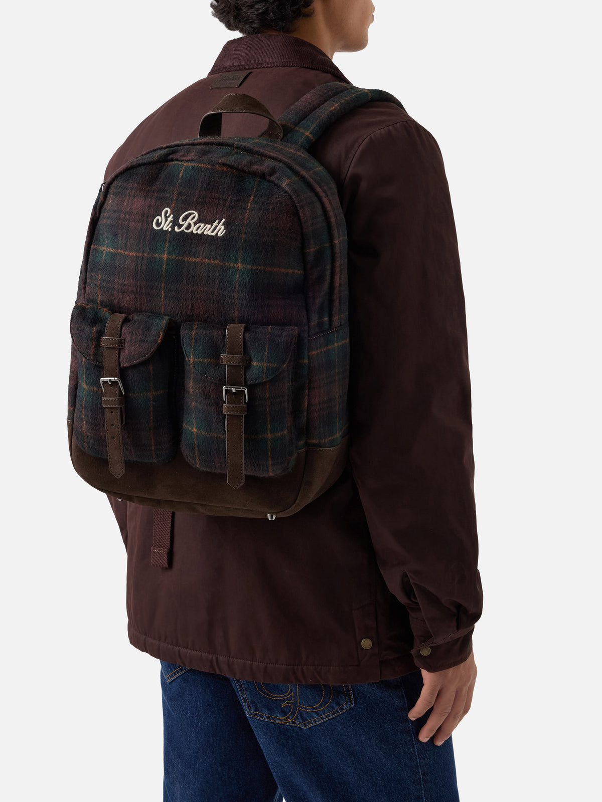 sac à dos en mélange de laine Cody avec motif tartan 