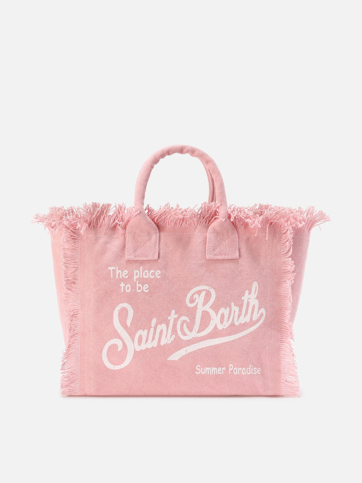 Borsa Colette rosa in canvas con frange