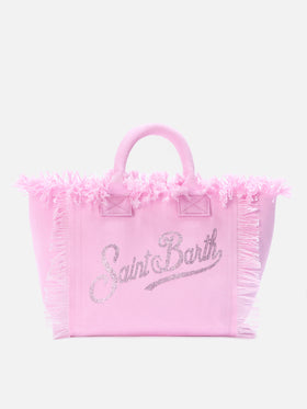 Pink canvas Colette bag with rhinestone logo