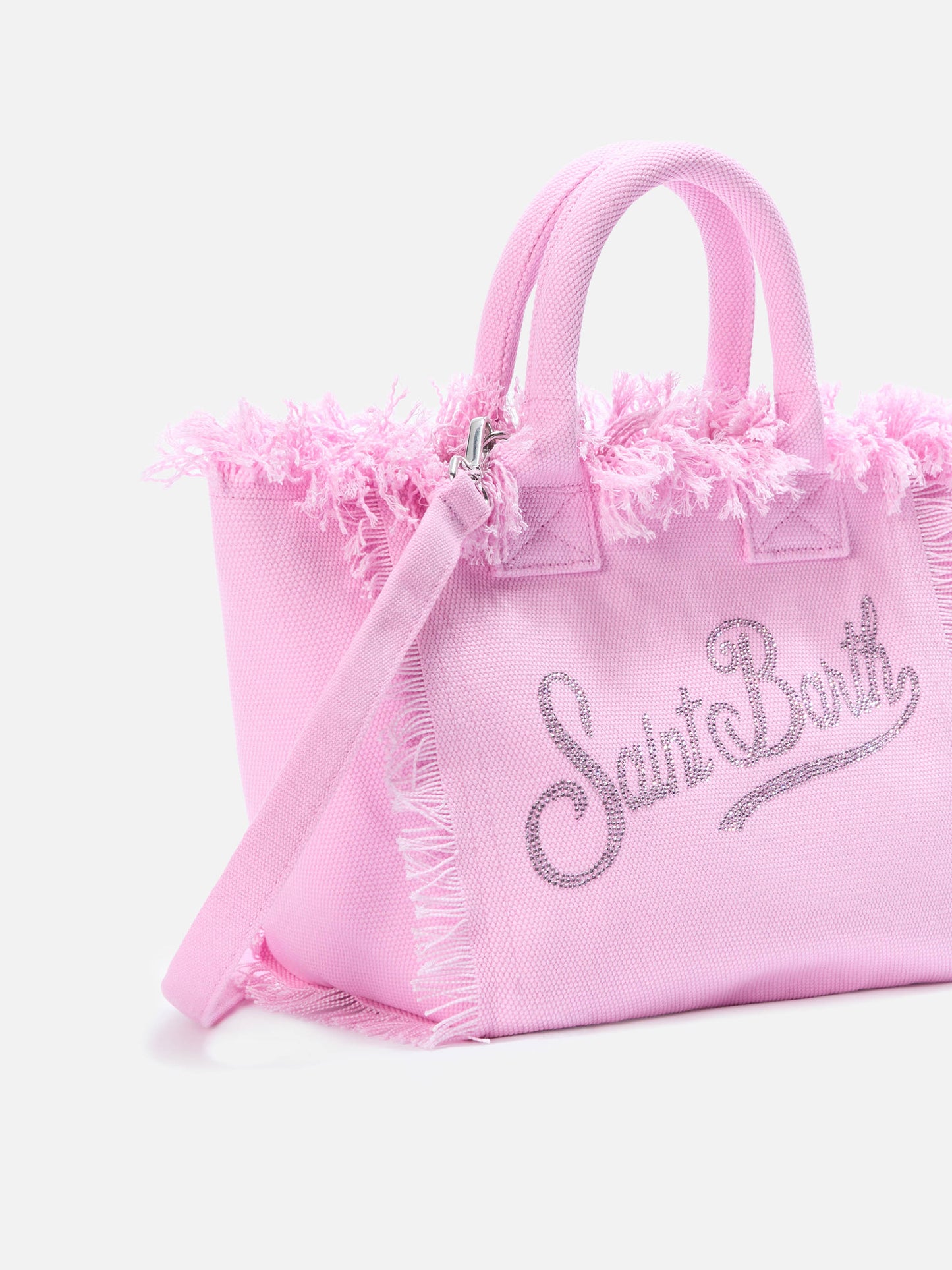 Pink canvas Colette bag with rhinestone logo