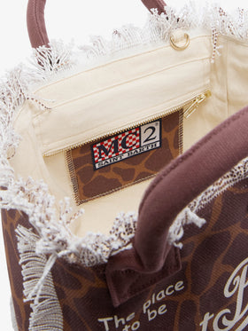 Borsa Colette in canvas con fantasia animalier