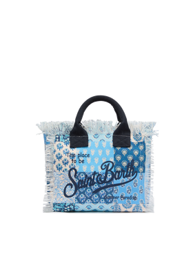 Colette cotton canvas handbag with flower patch print