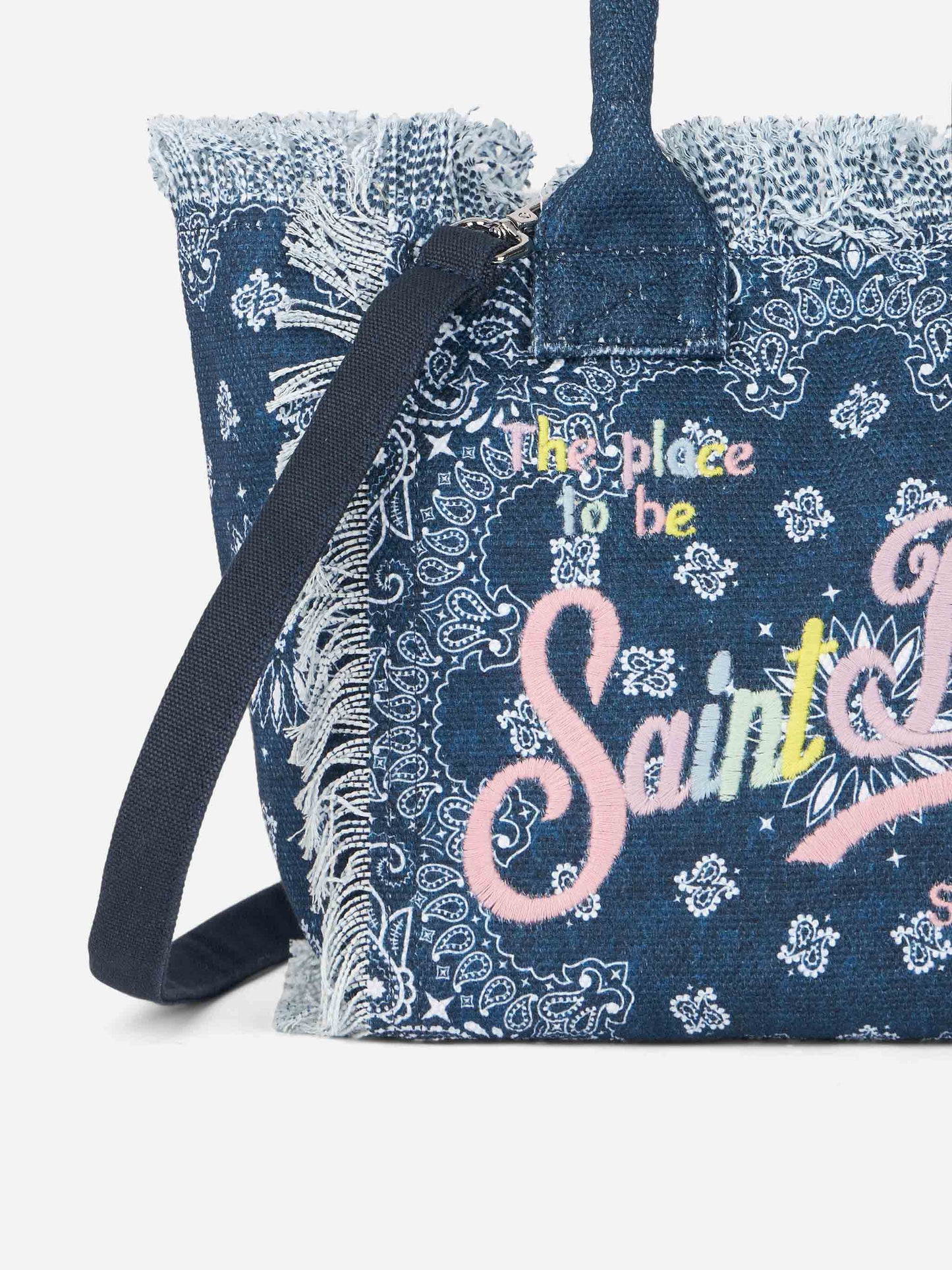Colette cotton canvas handbag with bandanna print - MC2 Saint Barth