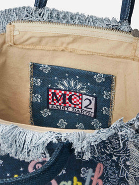 Colette cotton canvas handbag with bandanna print - MC2 Saint Barth