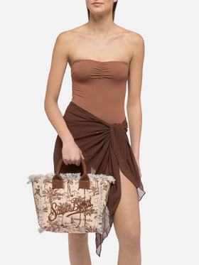 Borsa Colette in canvas di cotone con stampa toile de jouy
