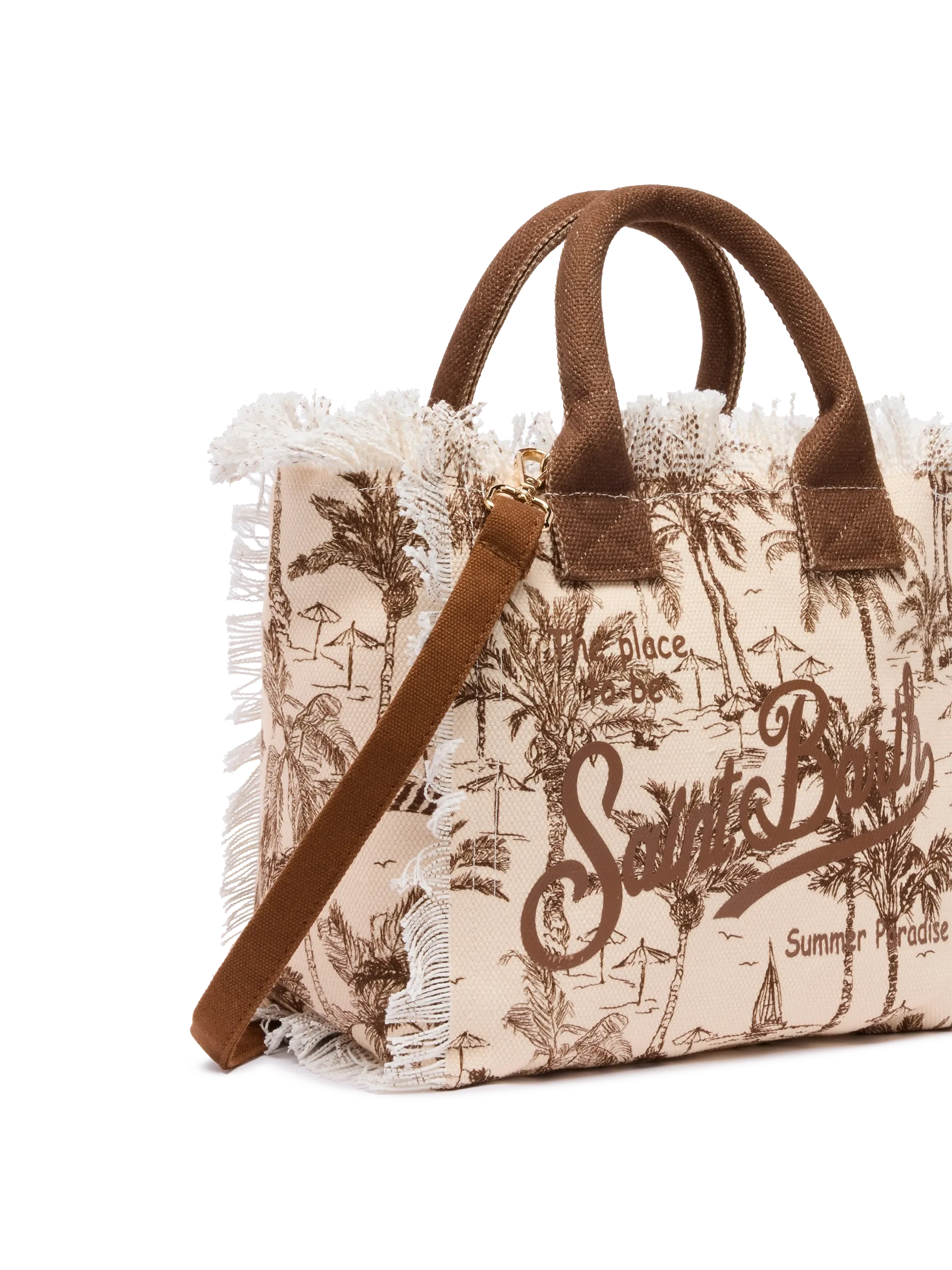 Colette cotton canvas handbag with toile de jouy print - MC2 Saint Barth
