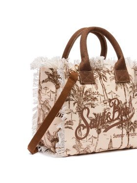 Colette cotton canvas handbag with toile de jouy print - MC2 Saint Barth