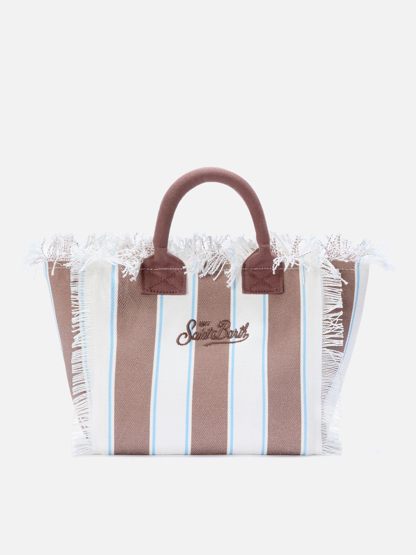 Colette canvas bag with brown stripes and embroidered logo