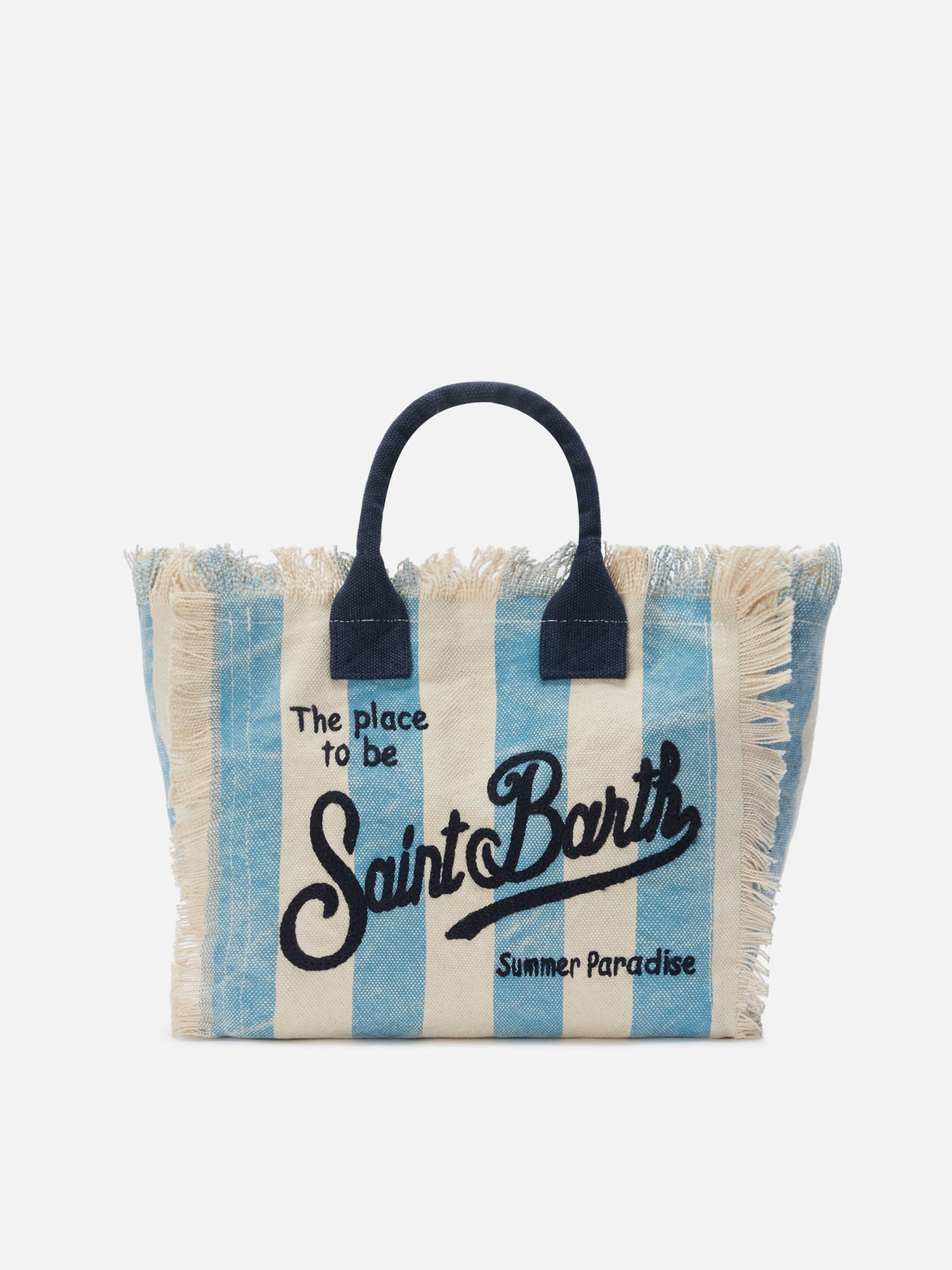 Colette canvas bag with light blue stripes