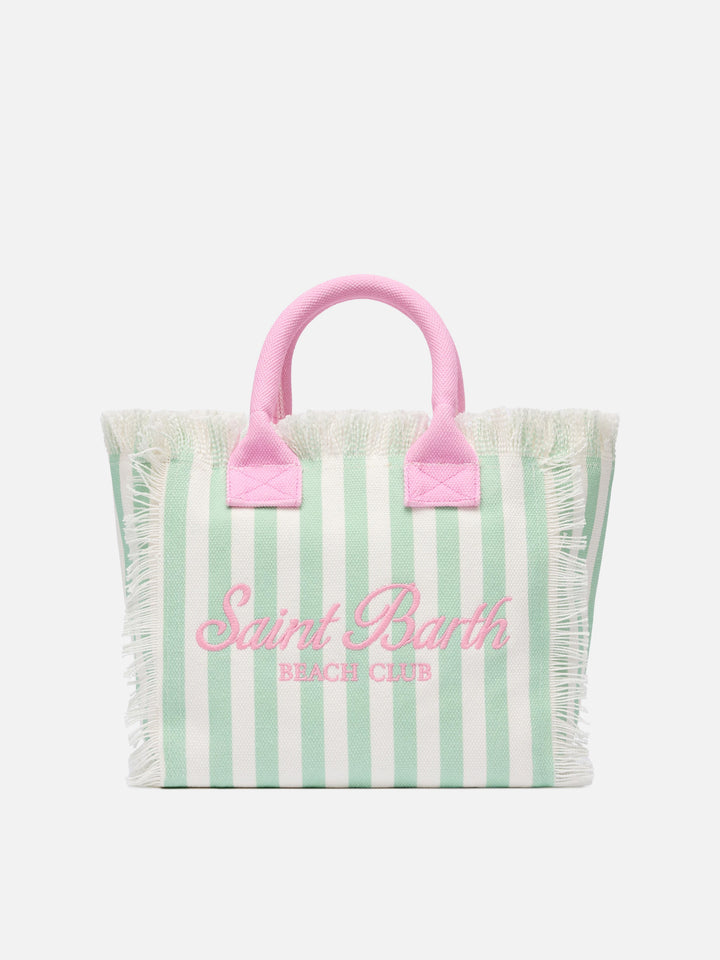 Handtasche Colette aus Baumwollcanvas mit grünem Streifenmuster