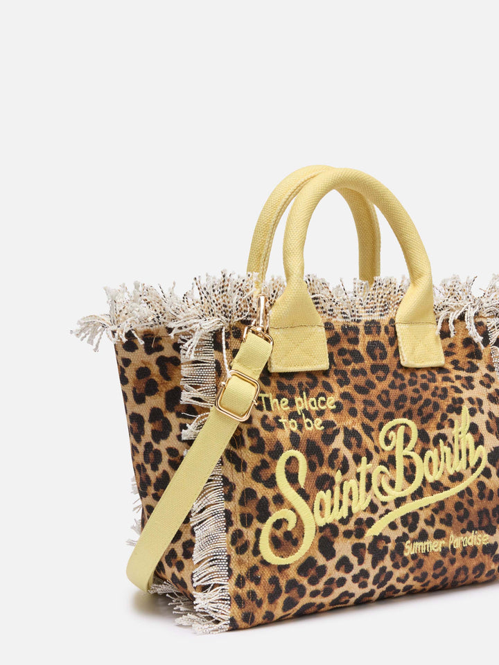Colette cotton canvas handbag with animalier print