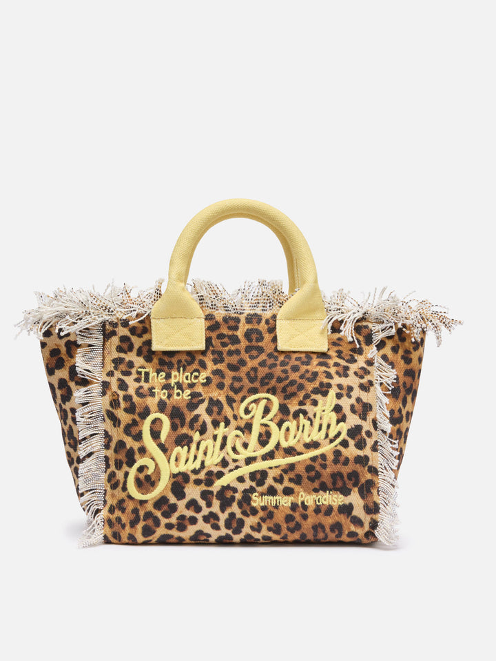 Colette cotton canvas handbag with animalier print