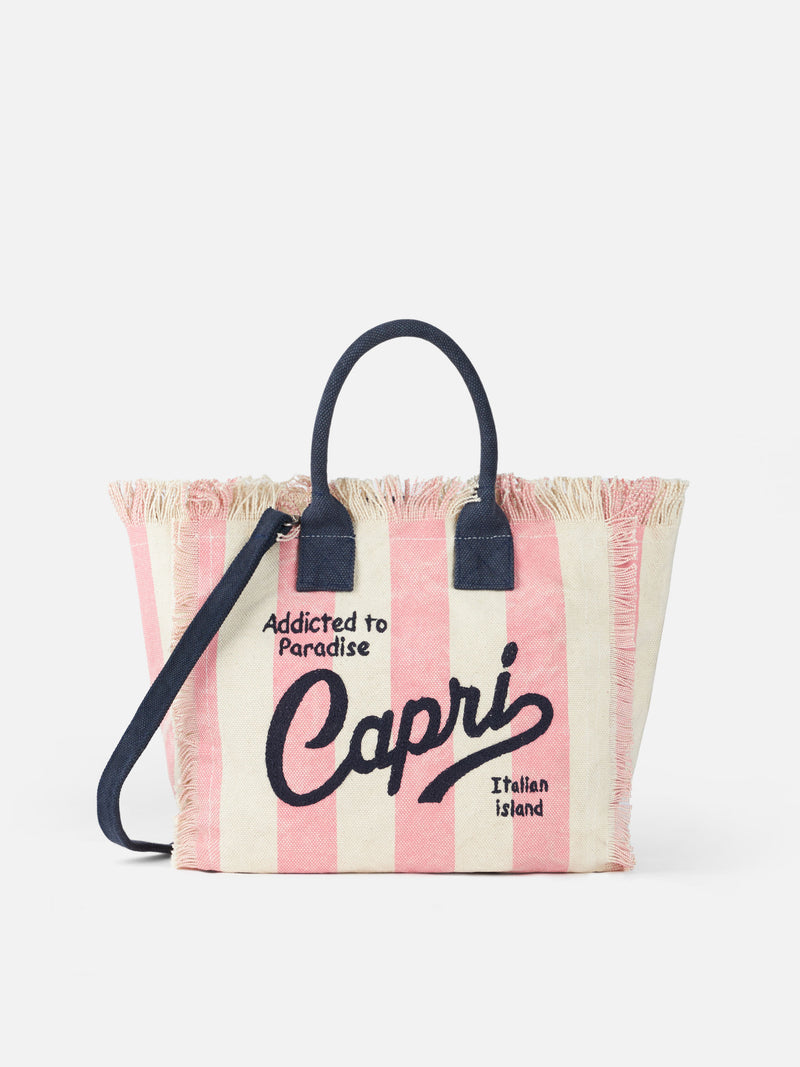 Capri-Handtasche „Colette“ aus gestreiftem Baumwollcanvas