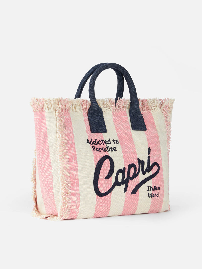 Capri-Handtasche „Colette“ aus gestreiftem Baumwollcanvas