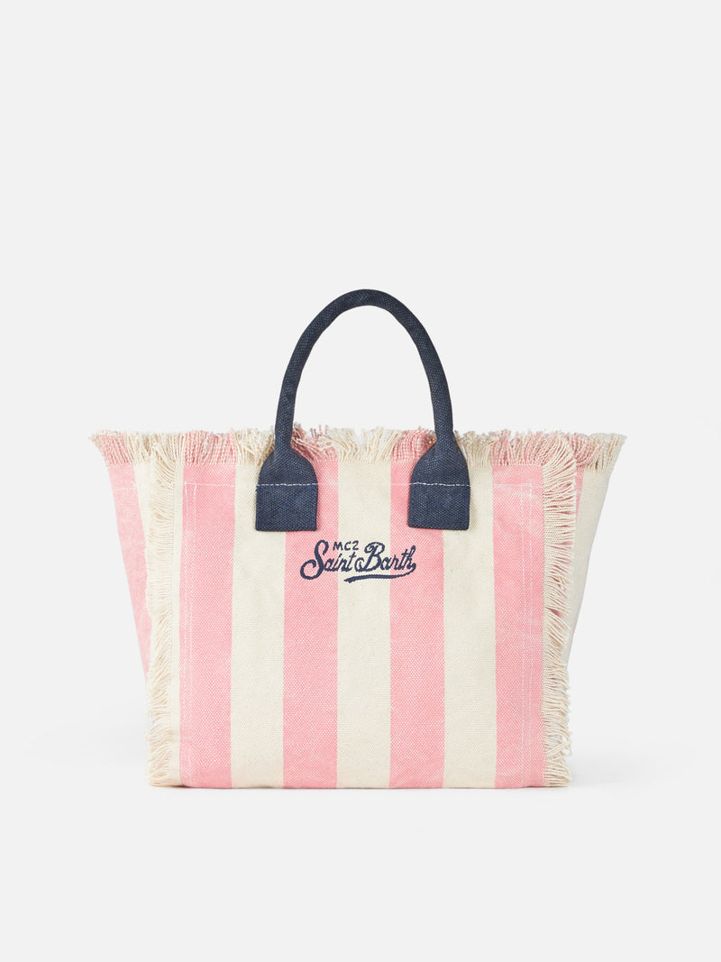 Capri-Handtasche „Colette“ aus gestreiftem Baumwollcanvas