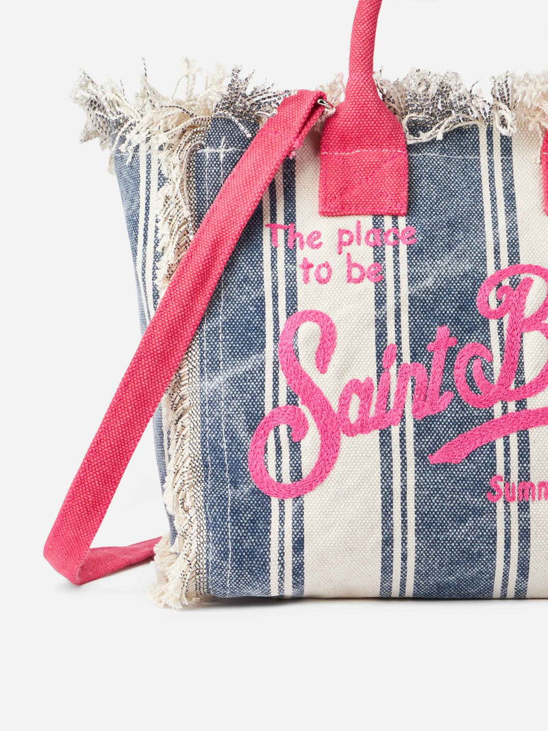 Handtasche Colette aus Baumwollcanvas mit Streifenprint