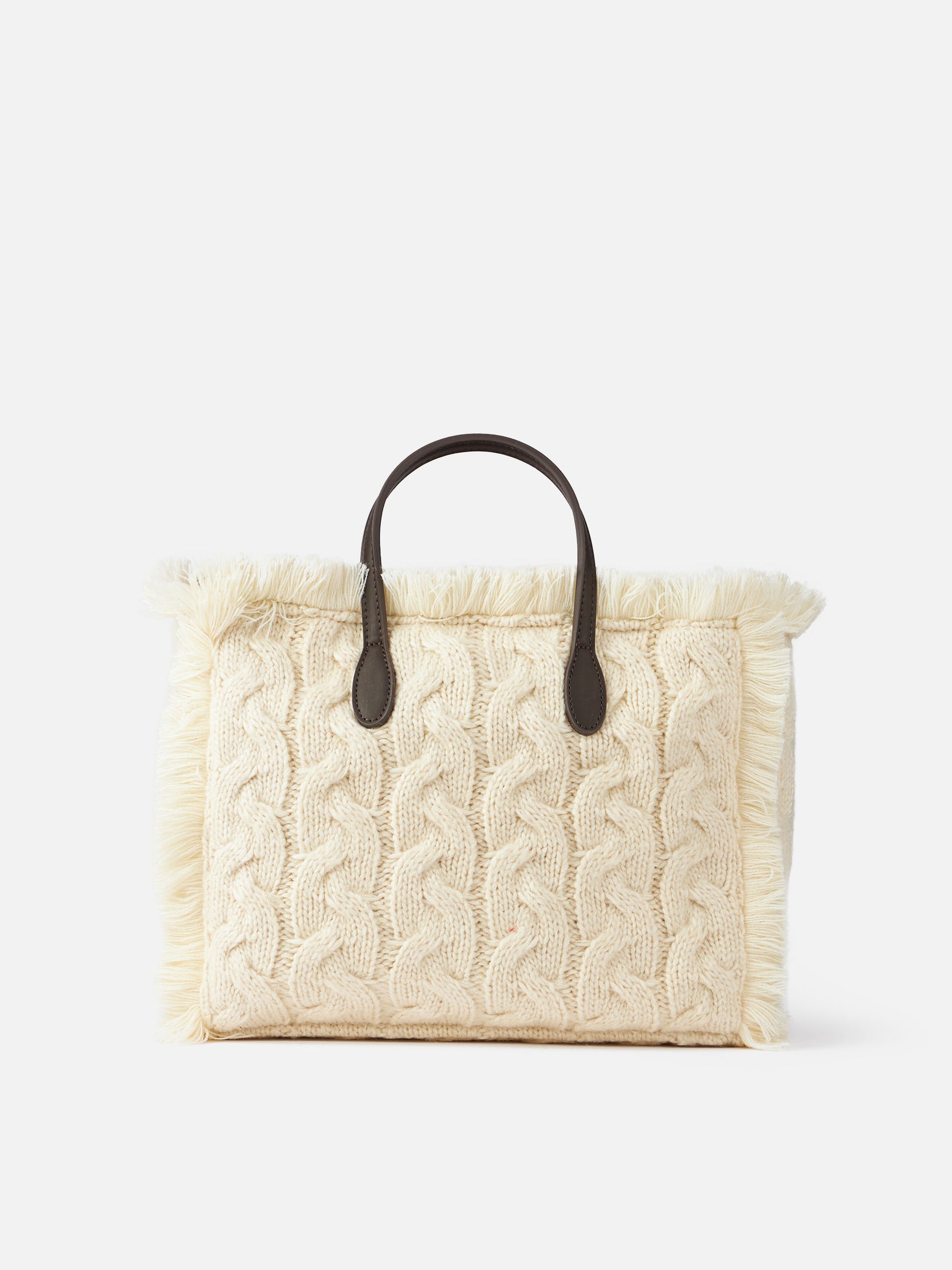 White cable knit Colette handbag with rhinestones embellishment - MC2 Saint Barth