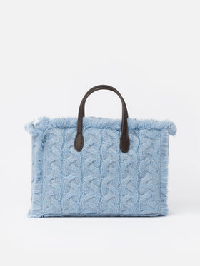 Hellblaue Colette-Handtasche mit Zopfmuster und Strassverzierung