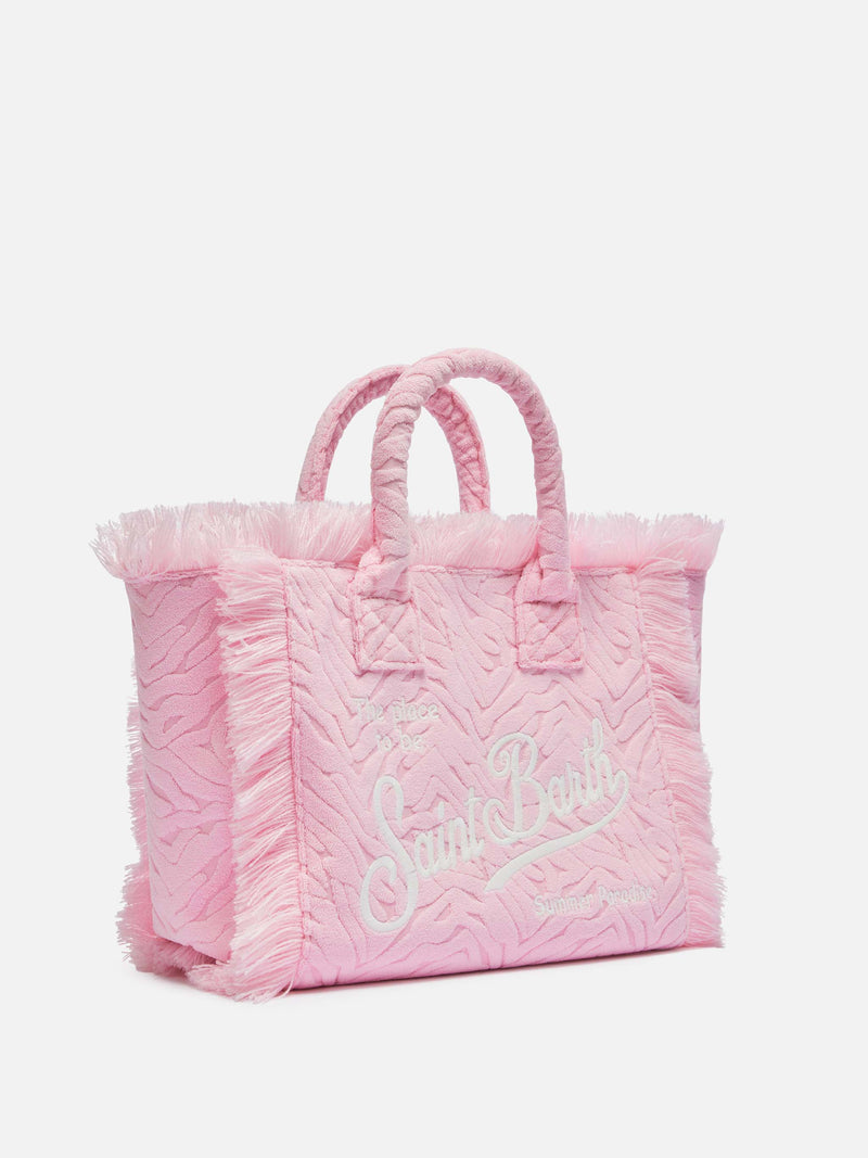 Colette Sponge – Rosa Frottee-Handtasche mit Zebraprägung