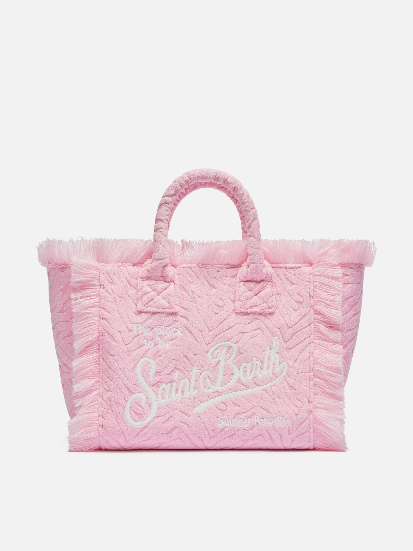 Borsa Colette in spugna rosa con stampa zebrata in rilievo