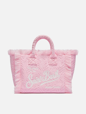 Borsa Colette in spugna rosa con stampa zebrata in rilievo