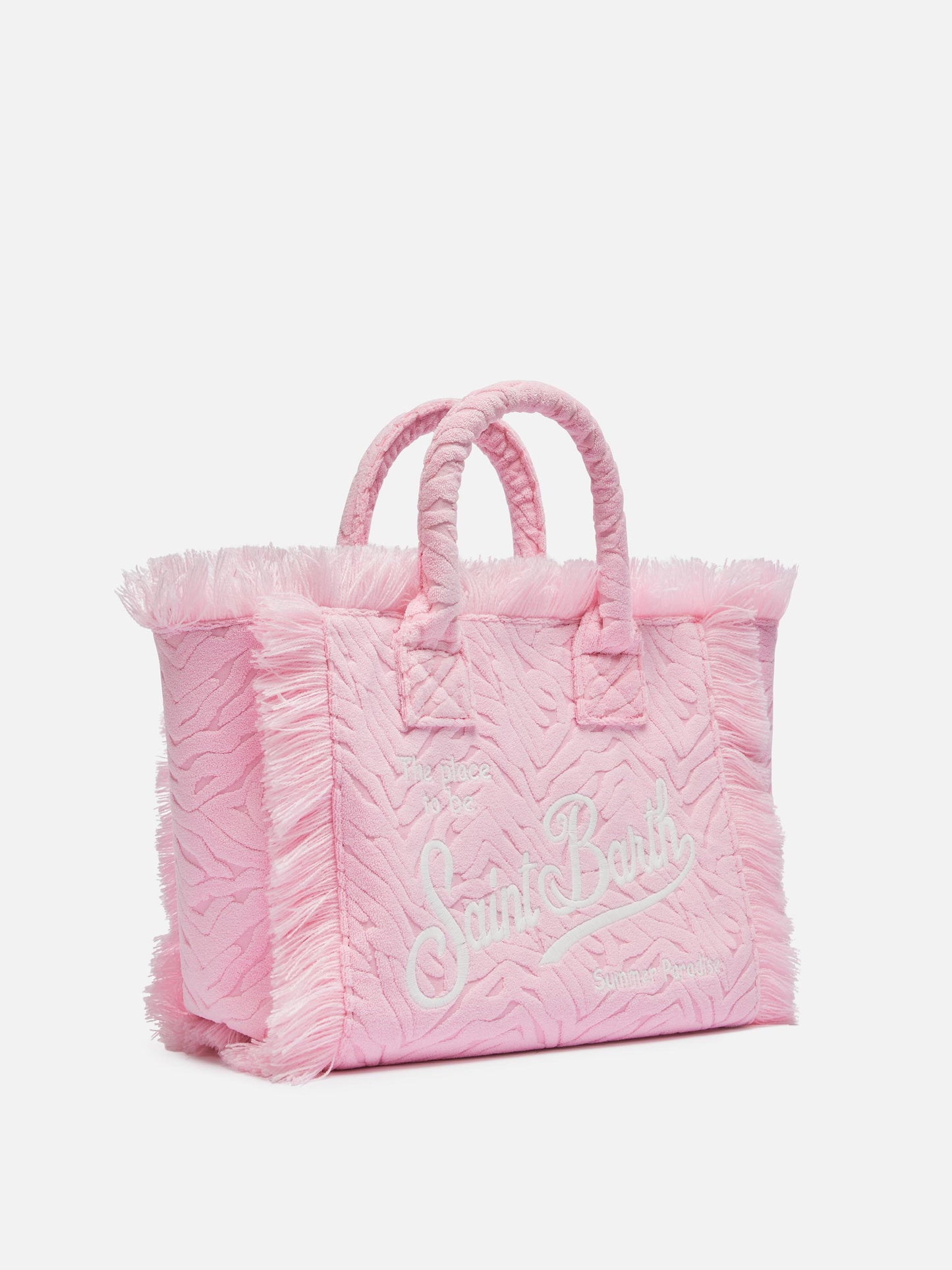 Borsa Colette in spugna rosa con stampa zebrata in rilievo
