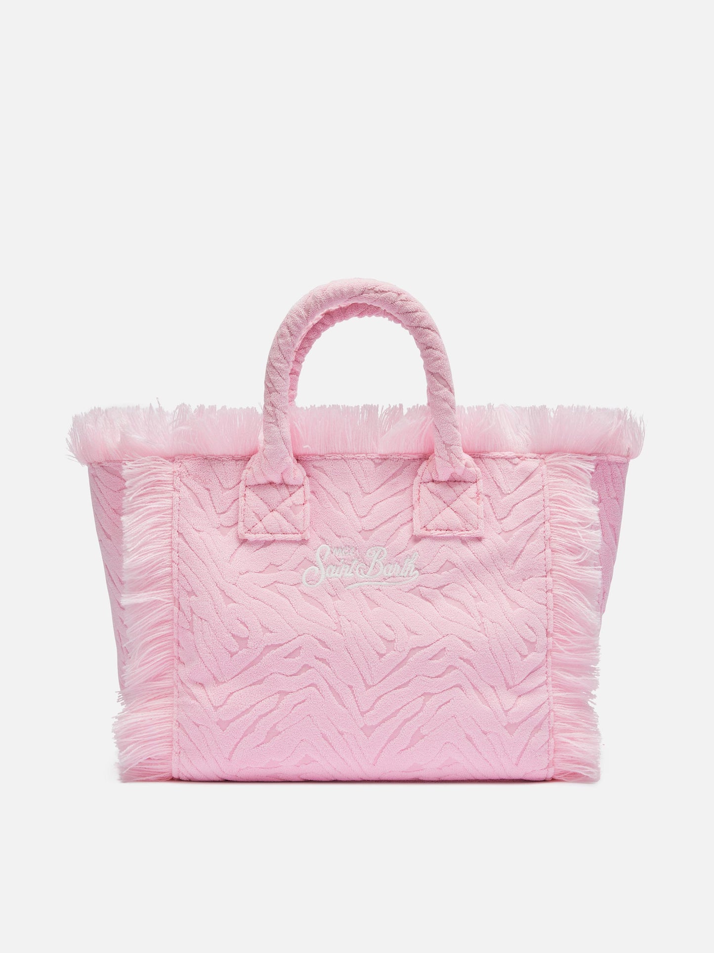 Borsa Colette in spugna rosa con stampa zebrata in rilievo